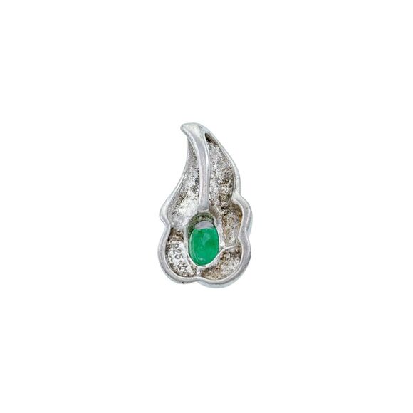 Vintage Sterling Silver 925 Green Emerald Swirl Abstract Pendant - Picture 3 of 5